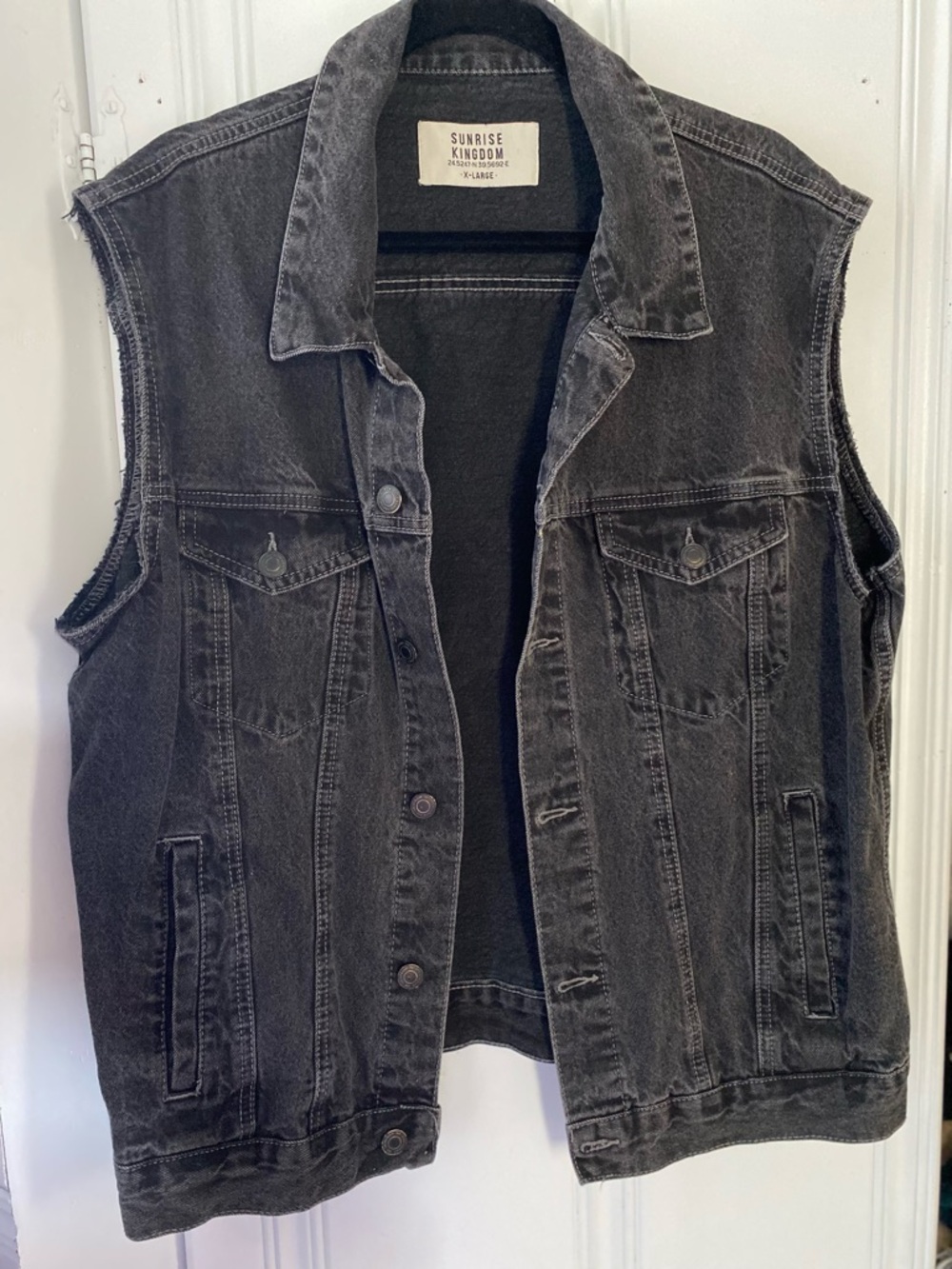 Sunrise Kingdom Black Washed Denim Vest - X-Large